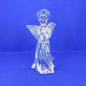 Vintage Praying Angel Figurine Heavy Clear Glass 7.75"